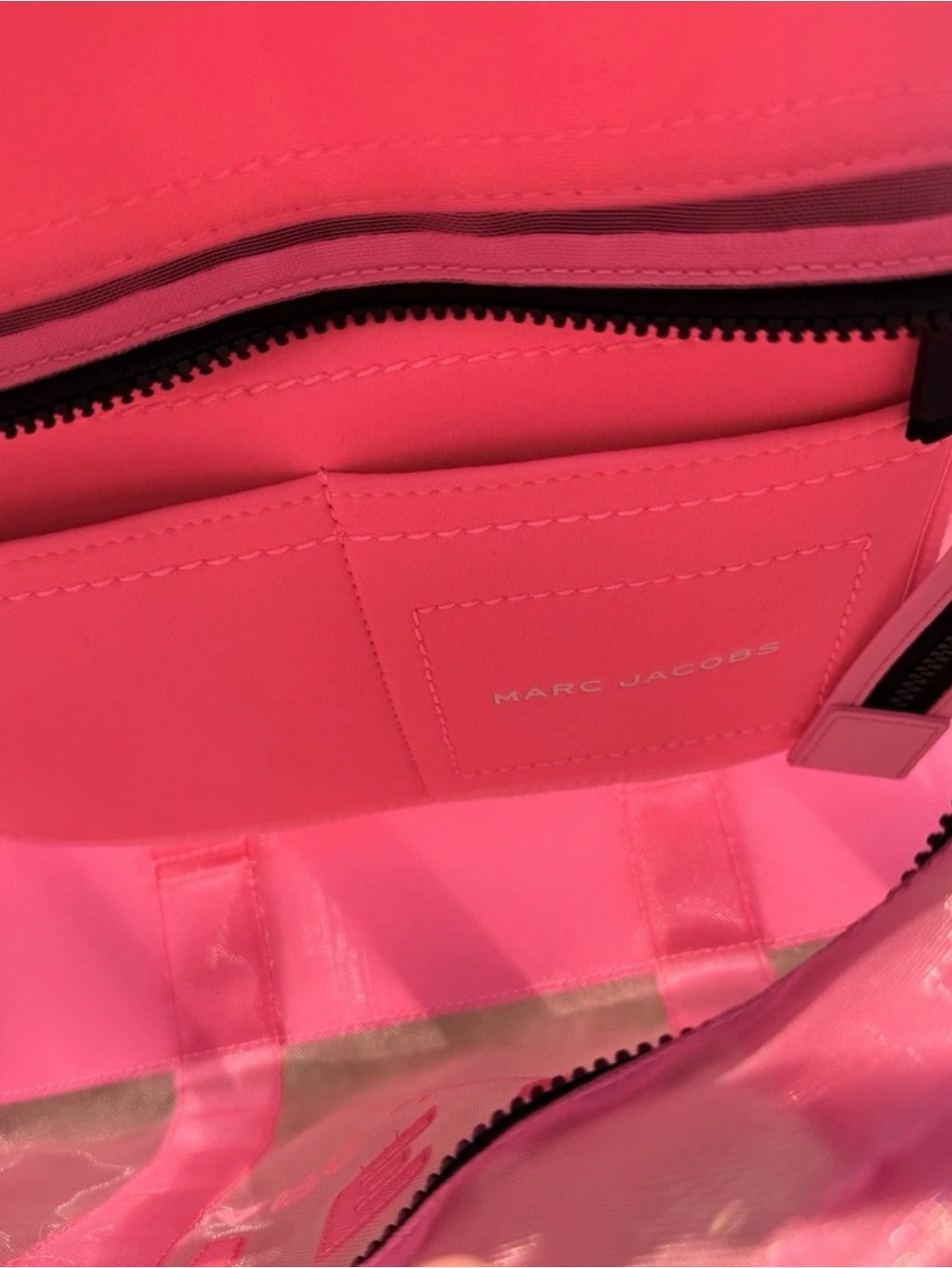 Marc Jacobs The Tote Bag Medium Pink Zip Top Handle w/ Detachable Strap - Picture 3 of 4